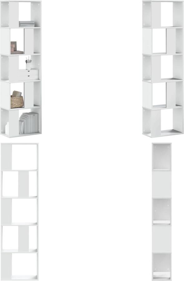 VidaXL Boekenkast 5-laags 45x23 5x162 5 cm bewerkt hout wit Boekenkast Boekenkasten Boeken Plank Schappenkast