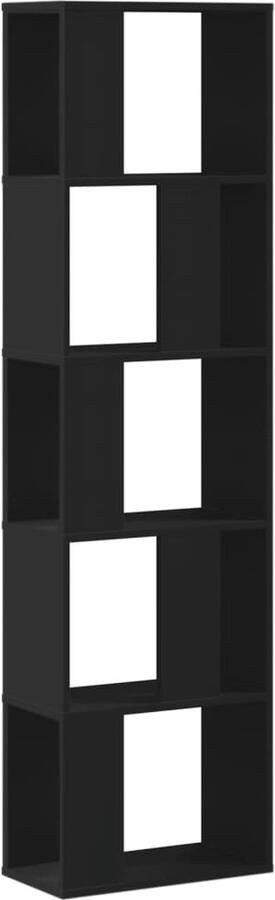 VidaXL Boekenkast 5-laags 45x23 5x162 5 cm bewerkt hout zwart