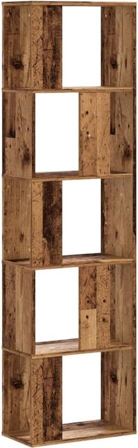 The Living Store Boekenkast 5-laags 45x23 5x162 5 cm bewerkt hout oud hout Boekenkast Houten Boekenkast Vintage Boekenkast Opslagoplossing Bibliotheekkast - Foto 2