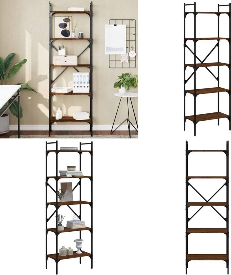 VidaXL Boekenkast 5-laags 56x31 5x174 cm bewerkt hout bruin eikenkleur Boekenkast Boekenkasten Boeken Plank Schappenkast