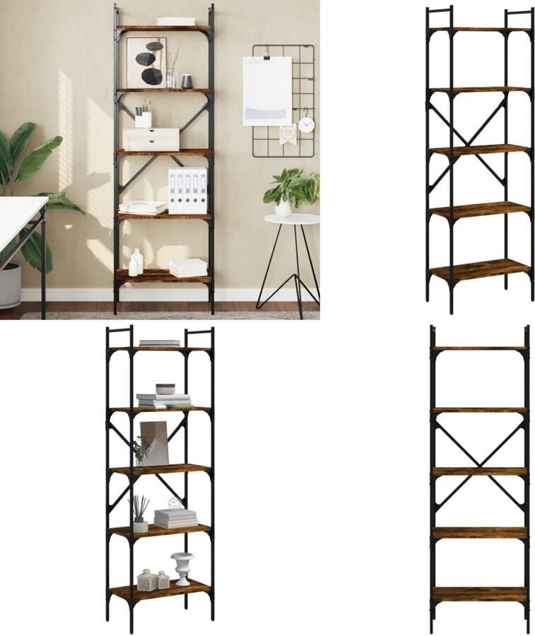 VidaXL Boekenkast 5-laags 56x31 5x174 cm bewerkt hout gerookt eiken Boekenkast Boekenkasten Boeken Plank Schappenkast