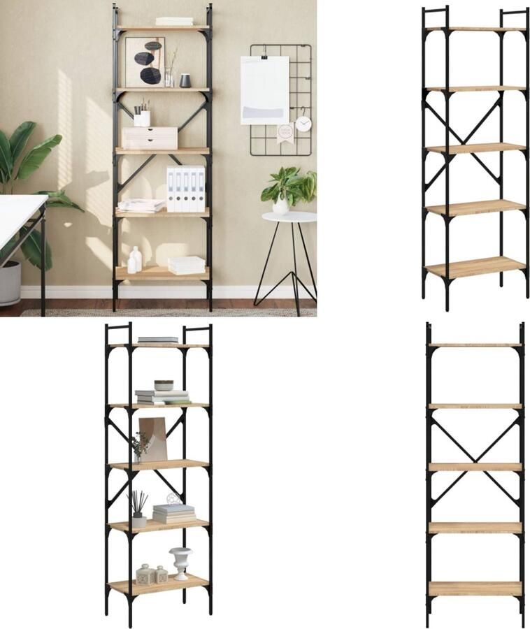 VidaXL Boekenkast 5-laags 56x31 5x174 cm bewerkt hout sonoma eiken Boekenkast Boekenkasten Boeken Plank Schappenkast