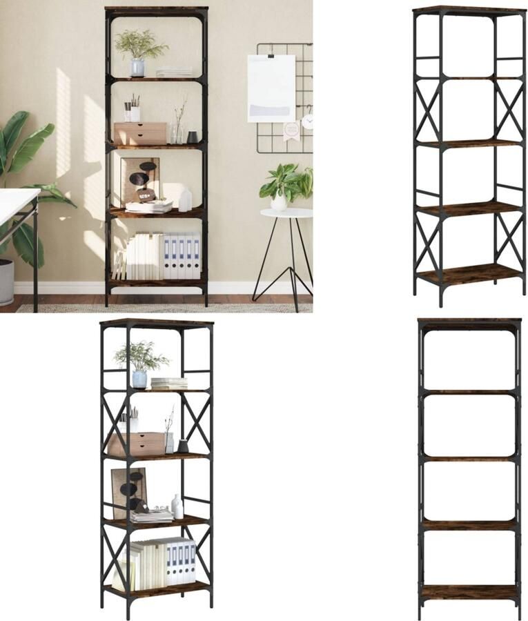 VidaXL Boekenkast 5-laags 59x35x171 cm bewerkt hout gerookt eikenkleur Boekenkast Boekenkasten Boeken Plank Schappenkast