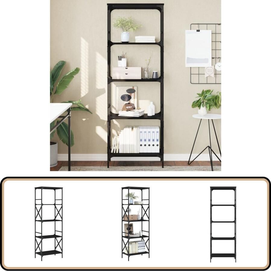 VidaXL Boekenkast 5-laags 59x35x171 cm bewerkt hout zwart