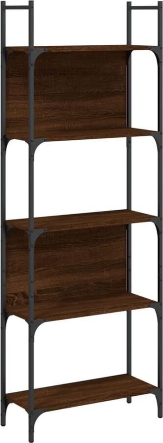 The Living Store Boekenkast 5-laags 60 5x24x166 5 cm bewerkt hout bruineiken Boekenkast Houten Boekenkast Bruine Boekenkast Vintage Boekenkast Opbergkast - Foto 2