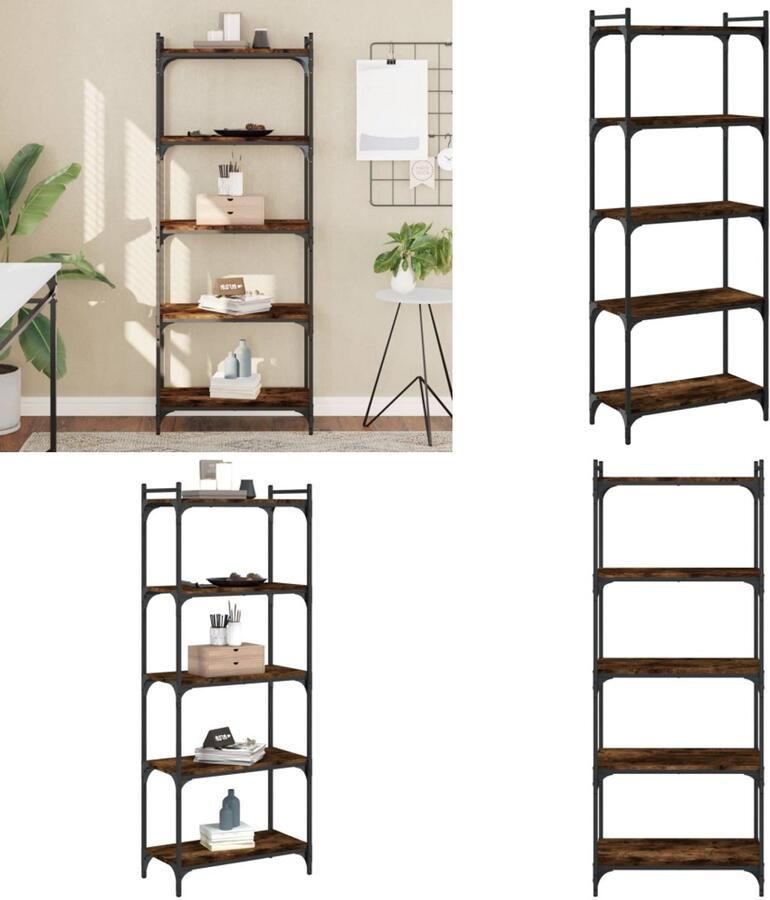 VidaXL Boekenkast 5-laags 60x30x154 cm bewerkt hout gerookt eikenkleur Boekenkast Boekenkasten Boeken Plank Schappenkast