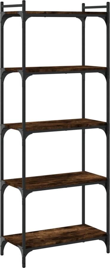 VidaXL Boekenkast 5-laags 60x30x154 cm Gerookt Eiken Boekenkast Industrieel Design Houten Kast Bruine Boekenkast Opbergkast Woonaccessoires - Foto 2