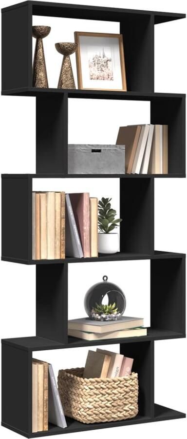VidaXL Boekenkast 5-laags 70x24x161 cm Zwart Boekenkast Boekenkasten Boeken Plank Schappenkast