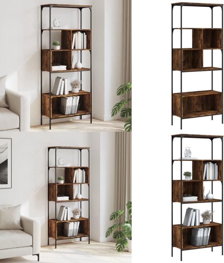 VidaXL Boekenkast 5-laags 76x33x188 5 cm bewerkt hout gerookt eiken Boekenkast Boekenkasten Boeken Plank Schappenkast