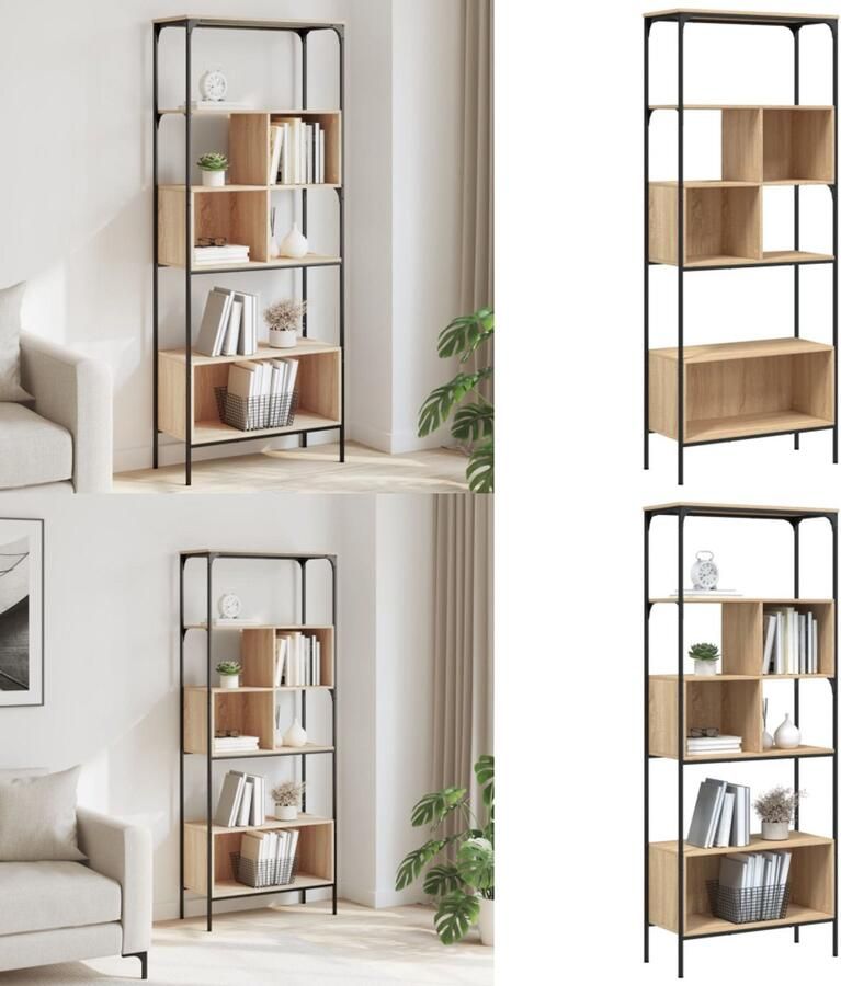 VidaXL Boekenkast 5-laags 76x33x188 5 cm bewerkt hout sonoma eiken Boekenkast Boekenkasten Boeken Plank Schappenkast