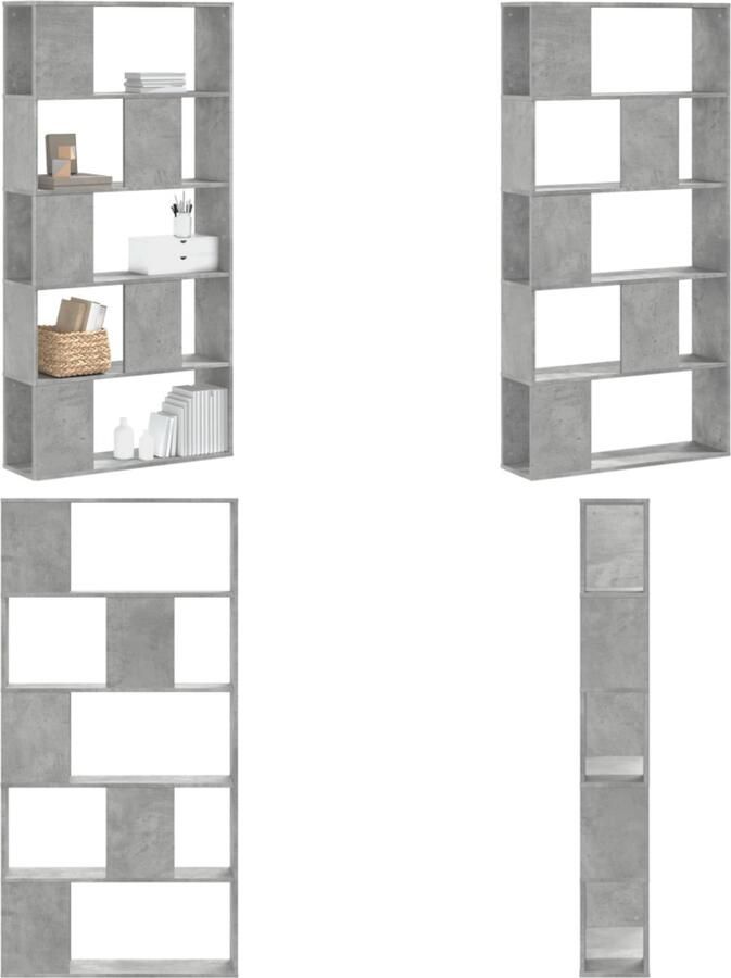 VidaXL Boekenkast 5-laags 80 5x23 5x162 5 cm bewerkt hout betongrijs Boekenkast Boekenkasten Boeken Plank Schappenkast