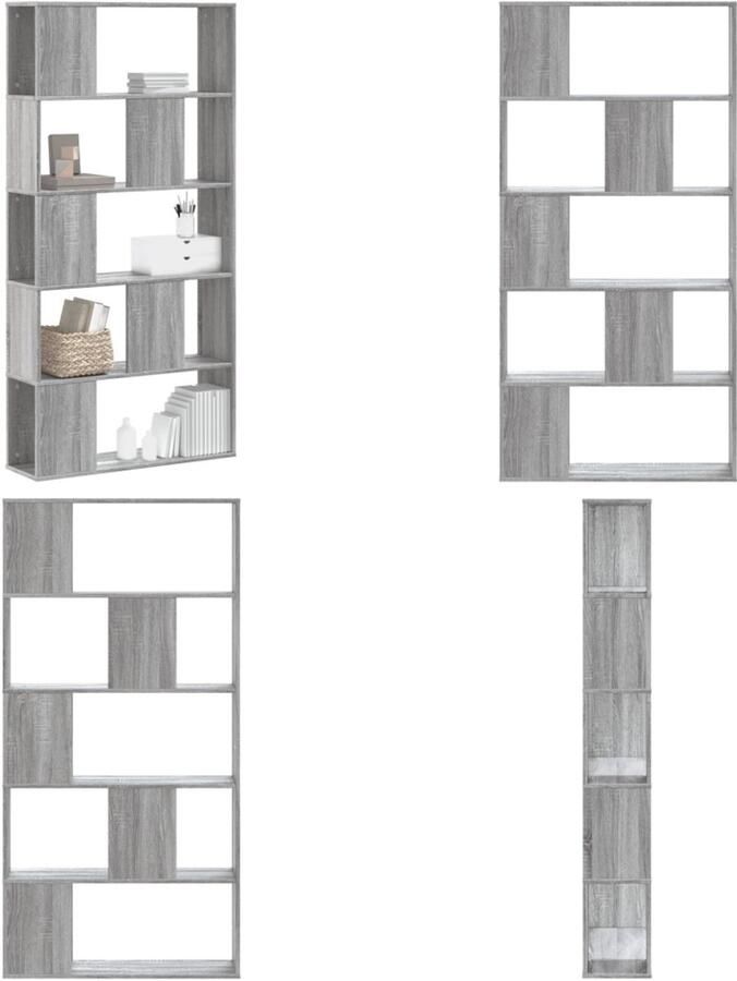 VidaXL Boekenkast 5-laags 80 5x23 5x162 5 cm bewerkt hout grijs sonoma - Foto 3