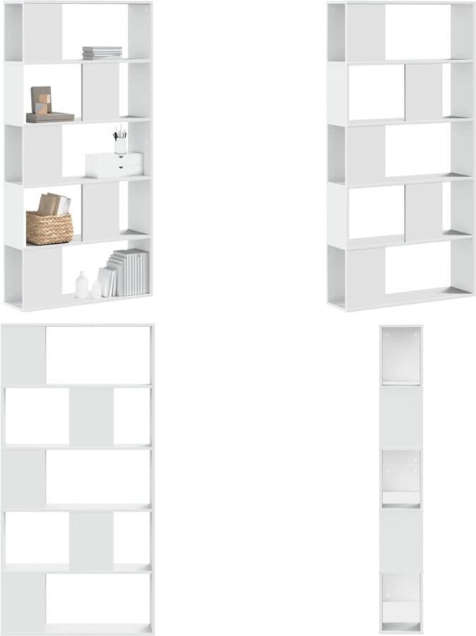 VidaXL Boekenkast 5-laags 80 5x23 5x162 5 cm bewerkt hout wit Boekenkast Boekenkasten Boeken Plank Schappenkast