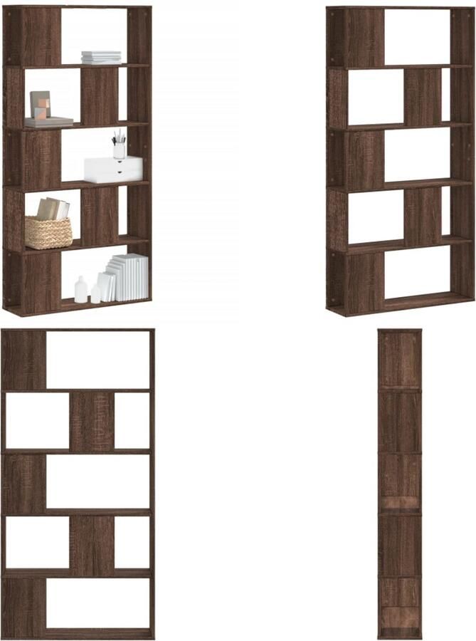 VidaXL Boekenkast 5-laags 80 5x23 5x162 5 cm hout bruin eikenkleurig Boekenkast Boekenkasten Boeken Plank Schappenkast