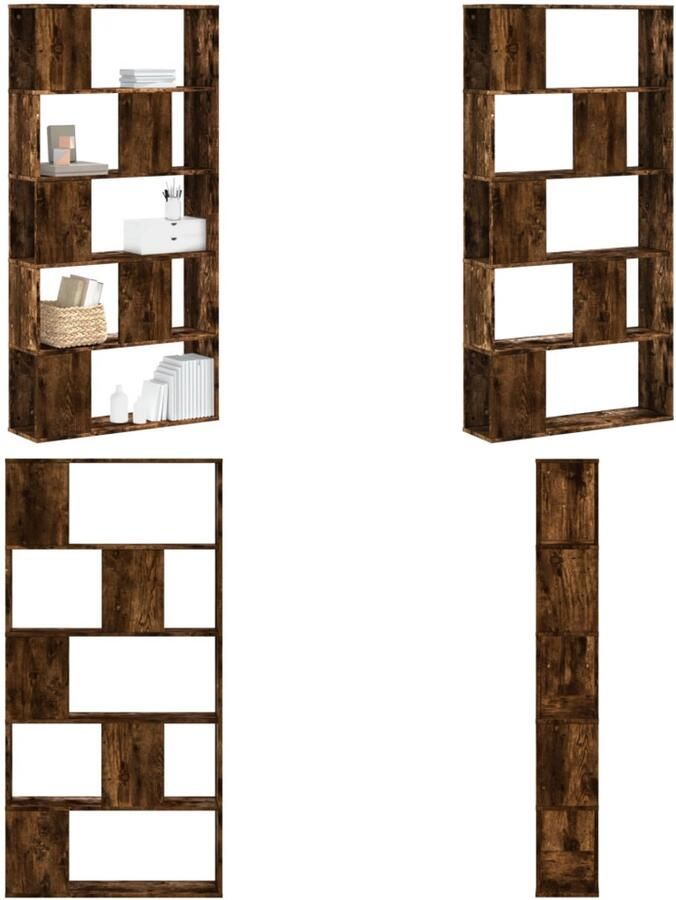 VidaXL Boekenkast 5-laags 80 5x23 5x162 5 cm hout gerookt eikenkleurig Boekenkast Boekenkasten Boeken Plank Schappenkast