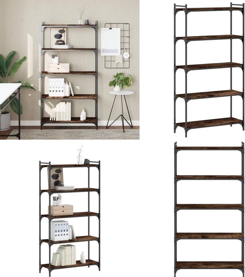 VidaXL -Boekenkast-5-laags-80x30x154-cm-bewerkt-hout-gerookt-eikenkleur - Foto 4