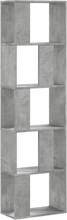 The Living Store Boekenkast 5-laags 45x23 5x162 5 cm bewerkt hout betongrijs Boekenkast Houten Boekenkast Grijze Boekenkast Vintage Boekenkast Industriële Boekenkast - Foto 2
