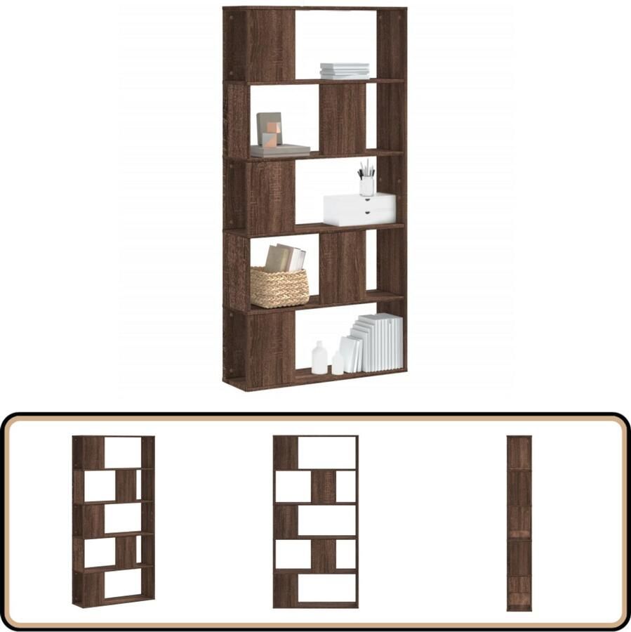 VidaXL Boekenkast 5-laags Bruin eiken 80 5x23 5x162 5 cm Boekenkast Boekenkasten Boeken Plank Schappenkast