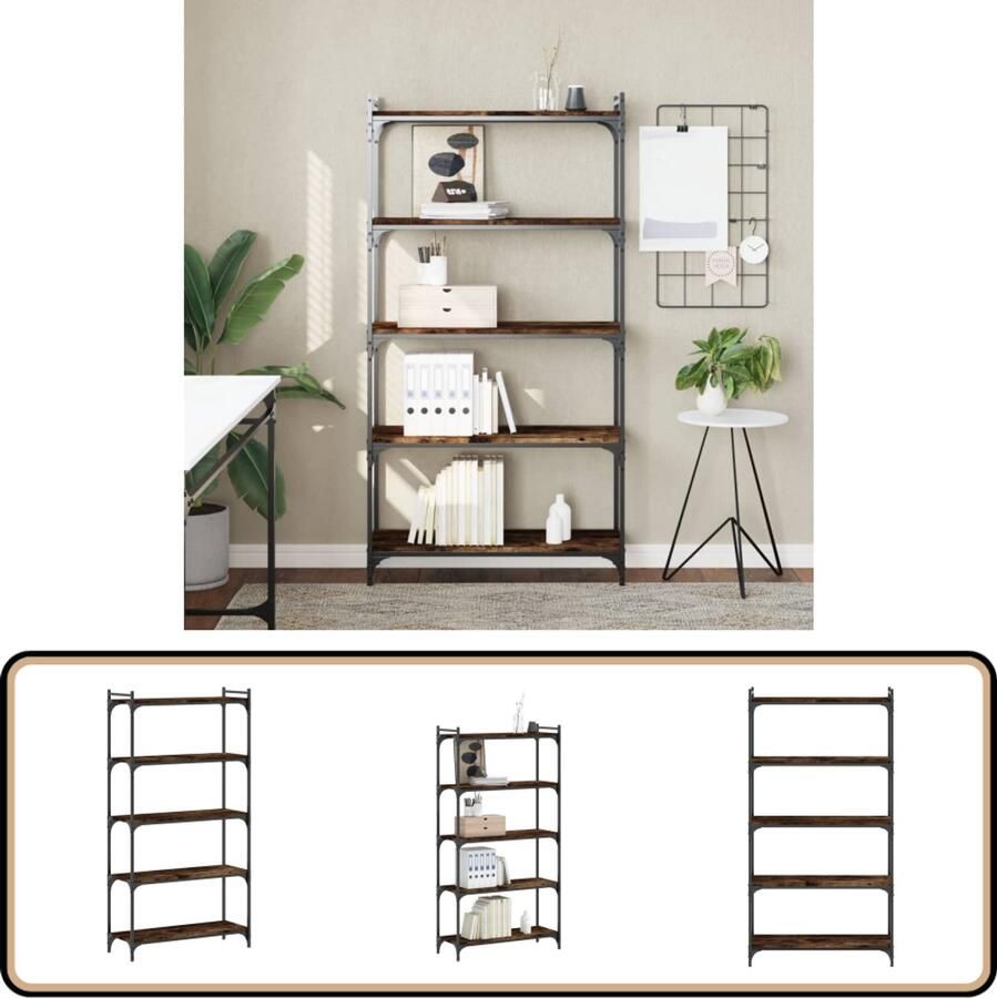 VidaXL -Boekenkast-5-laags-80x30x154-cm-bewerkt-hout-gerookt-eikenkleur - Foto 2