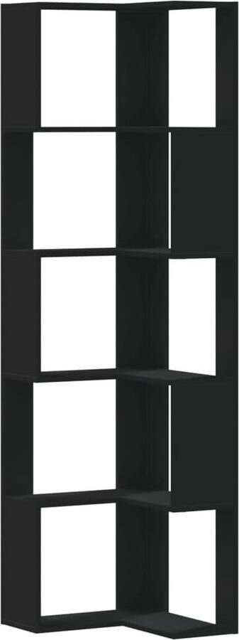 VidaXL Boekenkast 5-laags hoek 50x50x179 cm bewerkt hout zwart