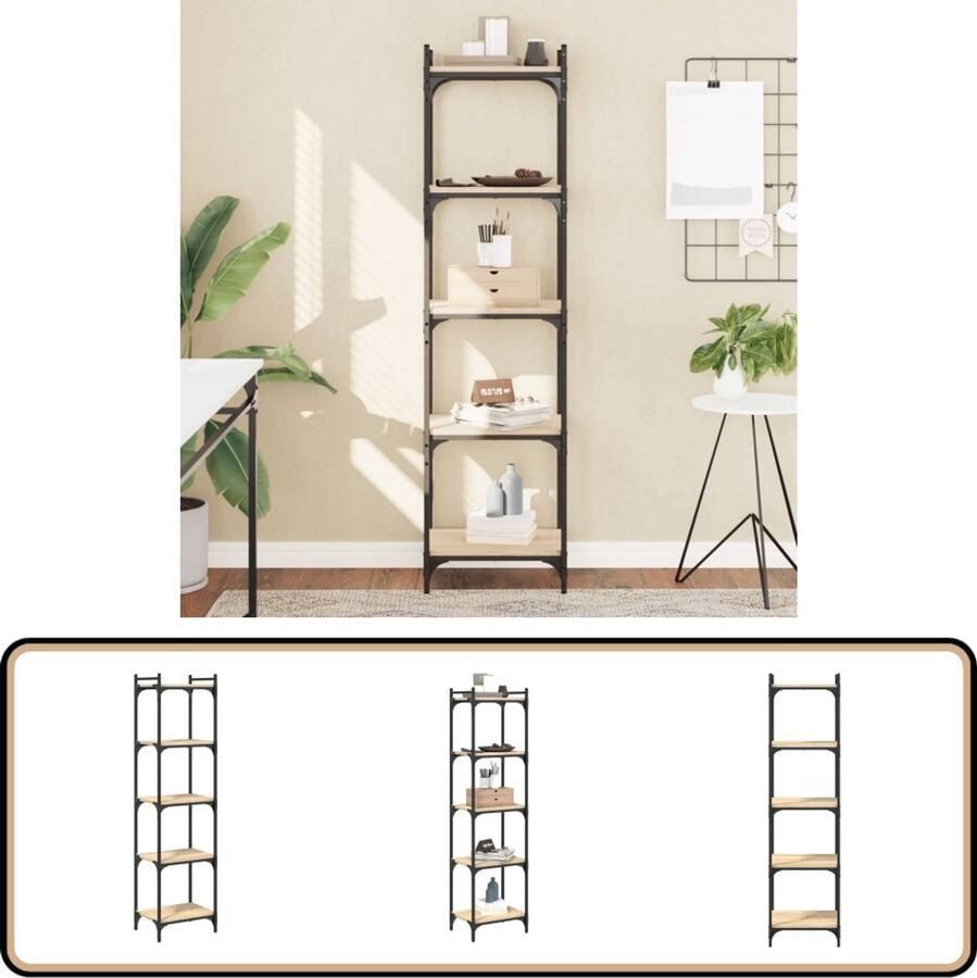 VidaXL Boekenkast 5-laags Sonoma Eiken 154 cm Boekenkast Boekenkasten Boeken Plank Schappenkast