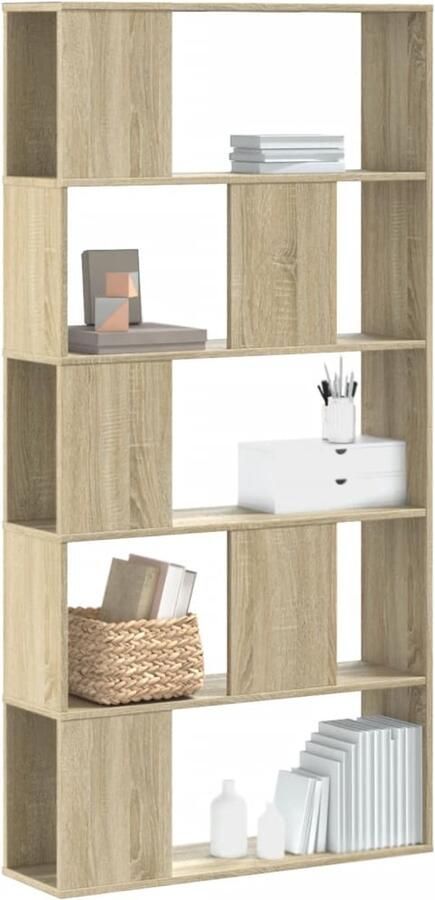 VidaXL Boekenkast 5-laags Sonoma eiken Hout Boekenkast Boekenkasten Boeken Plank Schappenkast - Foto 2