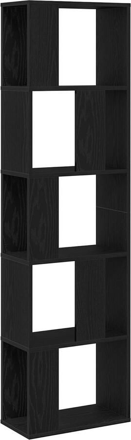 VidaXL Boekenkast 5-Laags Zwart Eiken 45x23 5x162 5 cm Bewerkt Hout