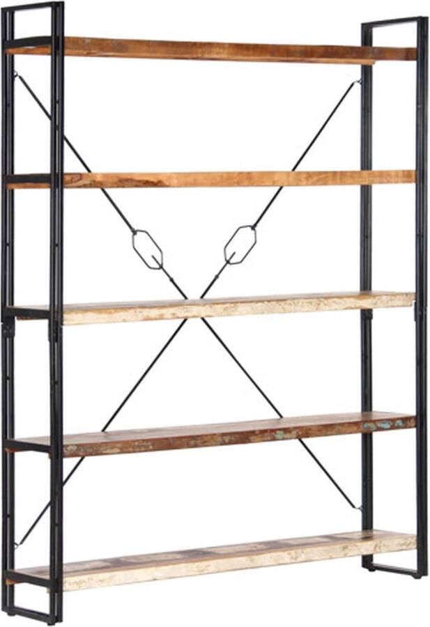 VidaXL Boekenkast 5 schappen 140x30x180 cm Hout Boekenkast Industrieel Design Vintage Boekenkast Houten Boekenkast Recycelde Materialen