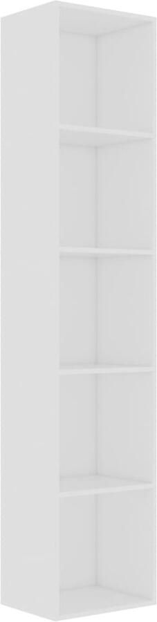 VidaXL Boekenkast 5 schappen 40x30x189 cm Wit Boekenkast Houten Boekenkast Witte Boekenkast Bibliotheek Boekenplank Decoratief Meubel Woonkamermeubilair Slaapkamermeubilair Opbergruimte