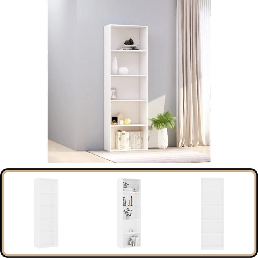 VidaXL Boekenkast 5 Schappen 60x30x189 cm Wit Boekenkast Houten Boekenkast Witte Boekenkast Bibliotheek Opslagruimte Decoratief Meubel Livingroom Meubilair