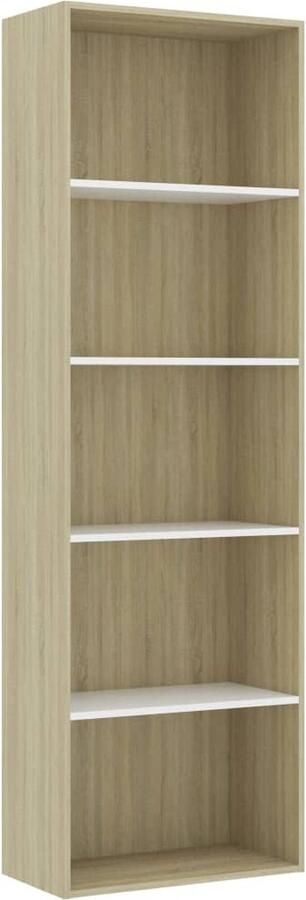 VidaXL Boekenkast 5 schappen 60x30x189 cm Wit Eiken Boekenkast Houten Boekenkast Wit Boekenkast Eiken Boekenkast Boekenplank