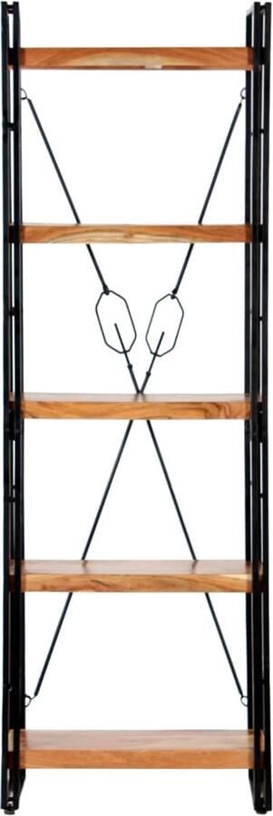 VidaXL Boekenkast 5 schappen Acaciahout 60x30x180 cm Boekenkast Industrieel Design Houten Boekenkast Acacia Hout Stalen Frame Bibliotheek Opslagruimte Interieurdecoratie