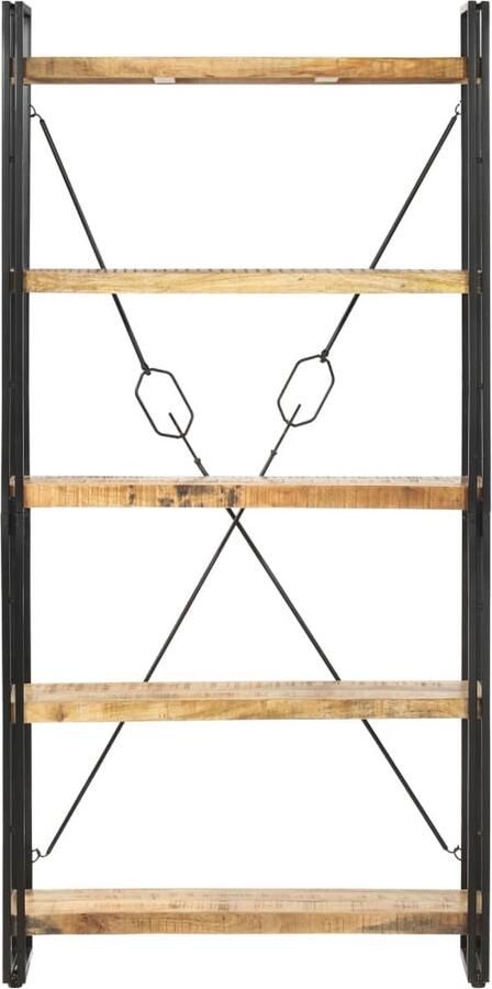 VidaXL Boekenkast 5 schappen Mangohout 90x30x180 cm Boekenkast Vintage Boekenkast Industrieel Design Mangohout Boekenkast Bibliotheek Interieurdecoratie Woonaccessoires
