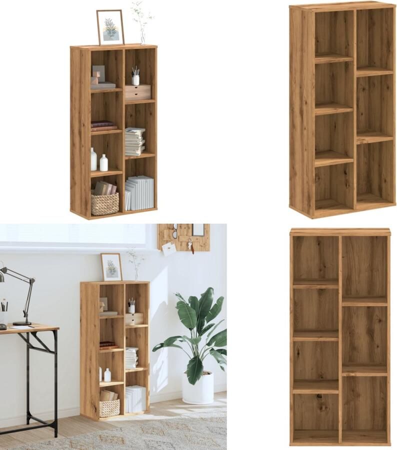 VidaXL Boekenkast 50x25x105 cm bewerkt hout artisanaal eikenkleurig Boekenkast Boekenkasten Boeken Plank Schappenkast