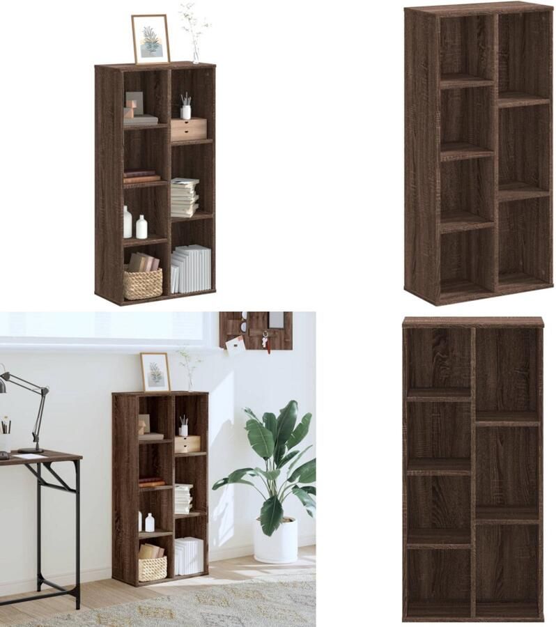 VidaXL Boekenkast 50x25x105 cm bewerkt hout bruin eikenkleurig Boekenkast Boekenkasten Boeken Plank Schappenkast