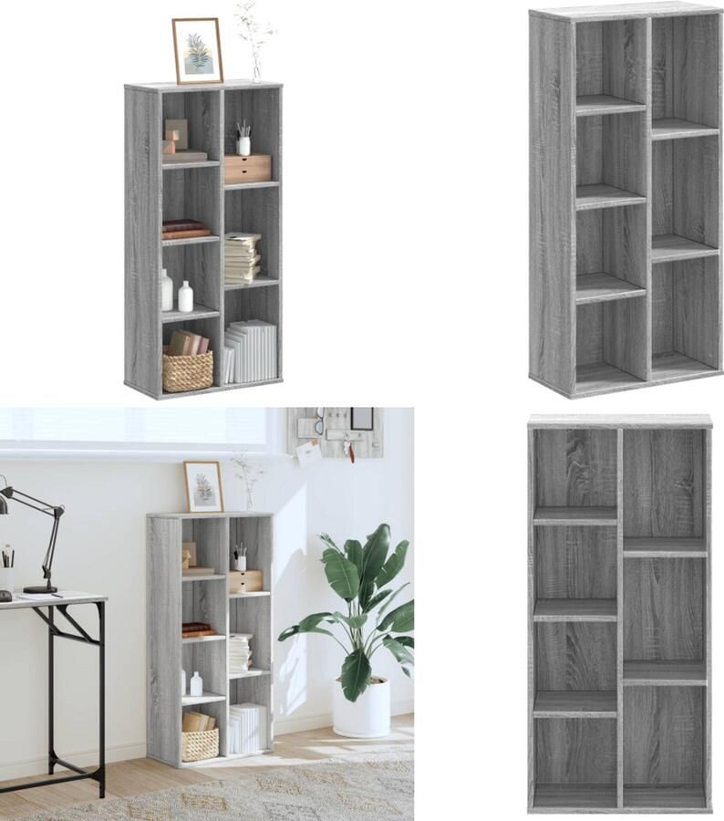 VidaXL Boekenkast 50x25x105 cm bewerkt hout grijs sonoma eikenkleurig Boekenkast Boekenkasten Boeken Plank Schappenkast