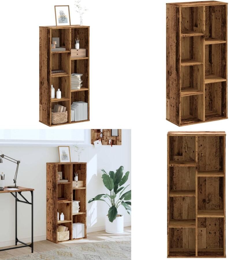 VidaXL Boekenkast 50x25x105 cm bewerkt hout oud houtkleurig Boekenkast Boekenkasten Boeken Plank Schappenkast