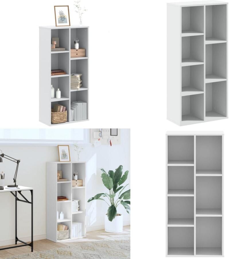 VidaXL Boekenkast 50x25x105 cm bewerkt hout wit Boekenkast Boekenkasten Boeken Plank Schappenkast