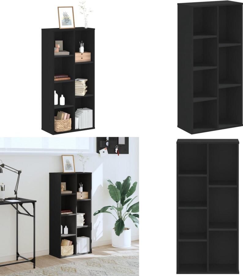 VidaXL Boekenkast 50x25x105 cm bewerkt hout zwart Boekenkast Boekenkasten Boeken Plank Schappenkast