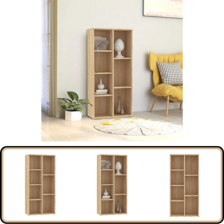 VidaXL Boekenkast 50x25x106 cm Sonoma eiken Boekenkast Houten Boekenkast Boekenplank Bibliotheek Woonaccessoires Salon Meubels Slaapkamer Meubels Bruine Boekenkast Sonoma Eiken Houten Meubilair