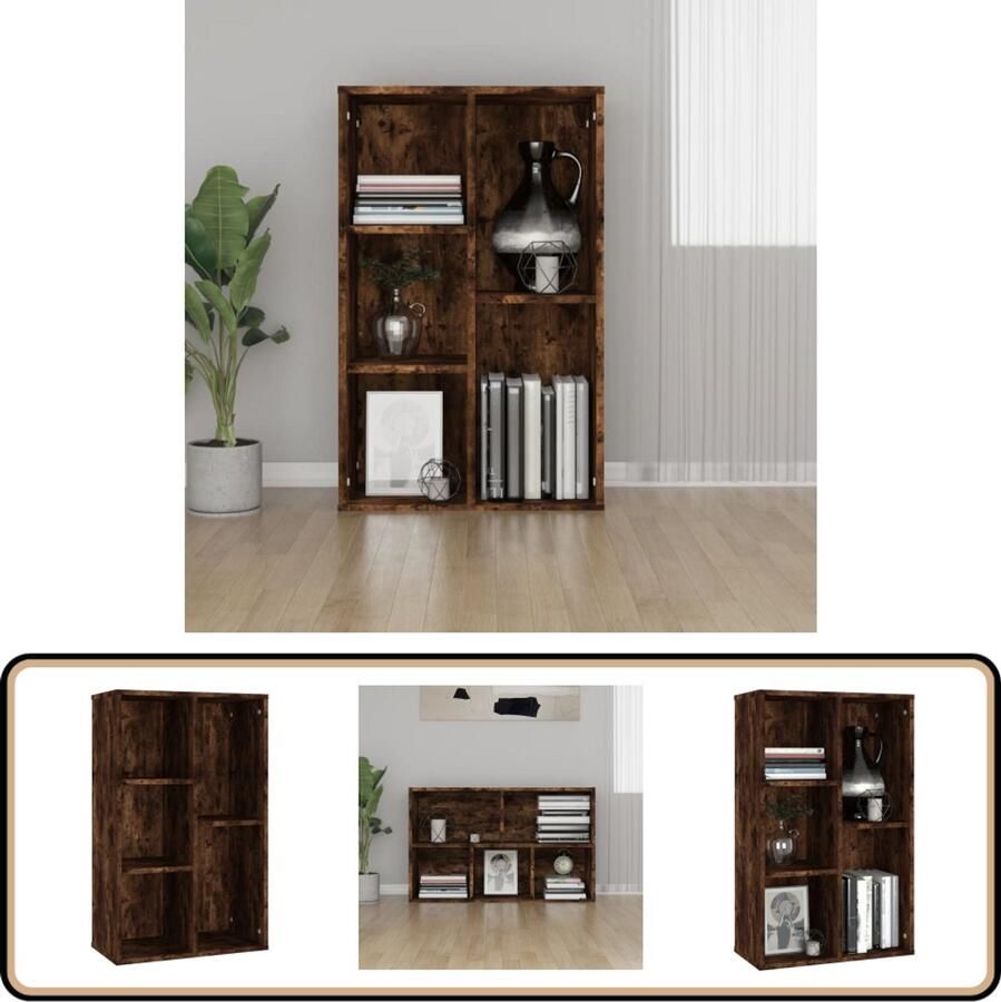 VidaXL Boekenkast 50x25x80 cm Bewerkt Hout Gerookt Eiken Boekenkast Houten Boekenkast Bruine Boekenkast Vintage Boekenkast Boekenplank Tv Stand Salontafel Opslagmogelijkheden Woonkamerdecoratie