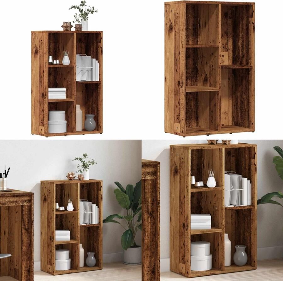 VidaXL Boekenkast 50x25x80 cm bewerkt hout oud houtkleurig Boekenkast Boekenkasten Boekenkast Boekenplank