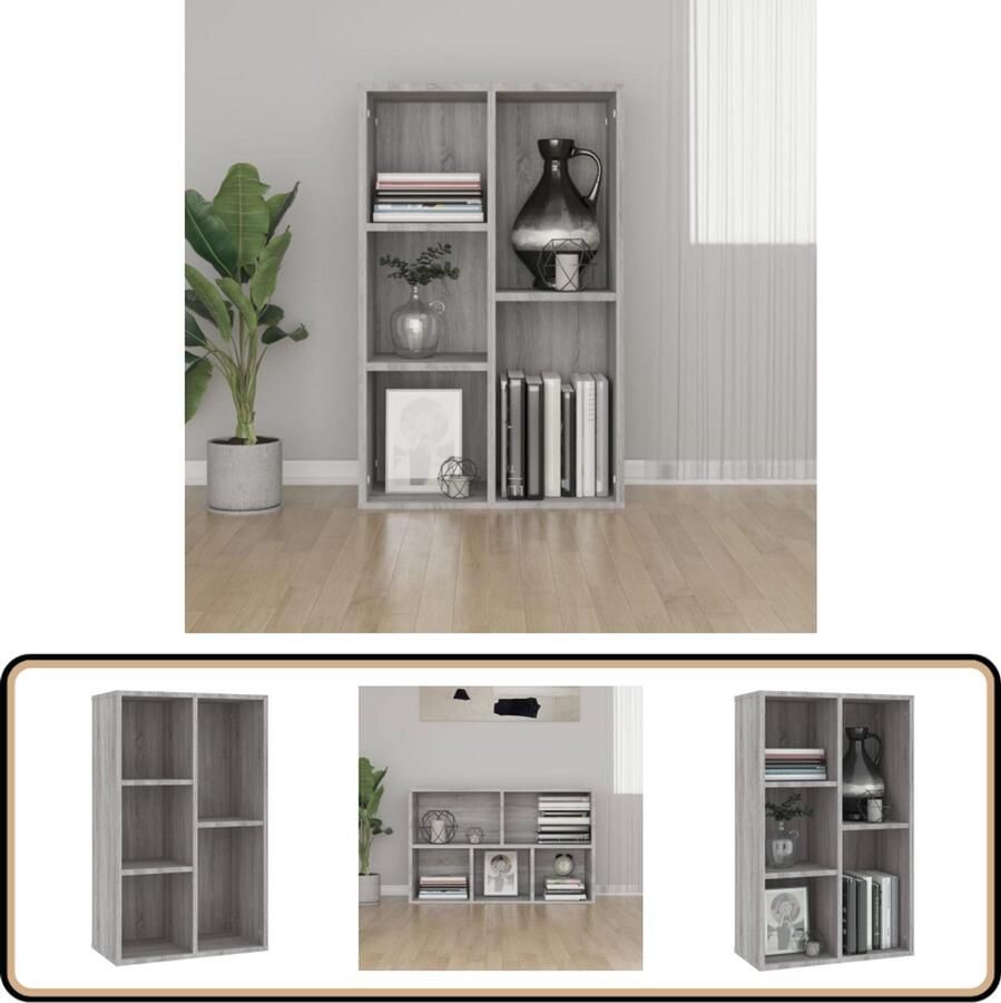 VidaXL Boekenkast 50x25x80 cm Sonoma Grijs Eiken Boekenkast Bibliotheek Hout Meubel Sonoma Grijze Boekenkast Boekenschrank