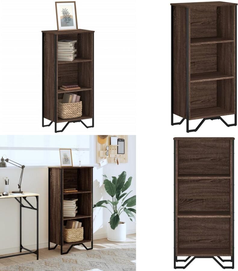 VidaXL Boekenkast 50x31x106 cm bewerkt hout bruin eikenkleurig Boekenkast Boekenkasten Boeken Plank Schappenkast