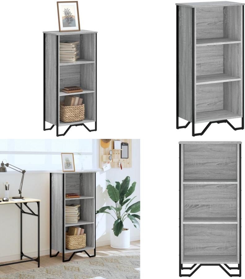 VidaXL Boekenkast 50x31x106 cm bewerkt hout grijs sonoma eikenkleurig Boekenkast Boekenkasten Boeken Plank Schappenkast