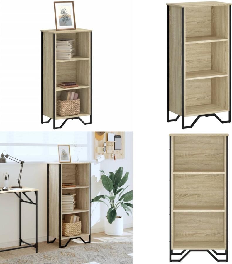 VidaXL Boekenkast 50x31x106 cm bewerkt hout sonoma eikenkleurig Boekenkast Boekenkasten Boeken Plank Schappenkast