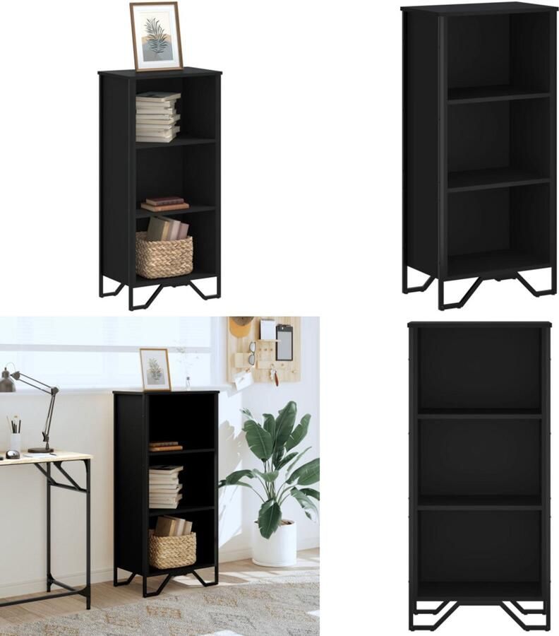 VidaXL Boekenkast 50x31x106 cm bewerkt hout zwart Boekenkast Boekenkasten Boeken Plank Schappenkast