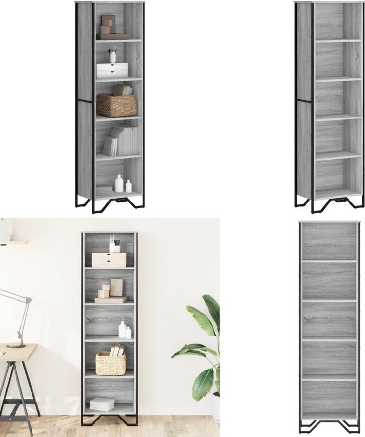 VidaXL Boekenkast 50x31x169 cm bewerkt hout grijs sonoma eikenkleurig Boekenkast Boekenkasten Boeken Plank Schappenkast