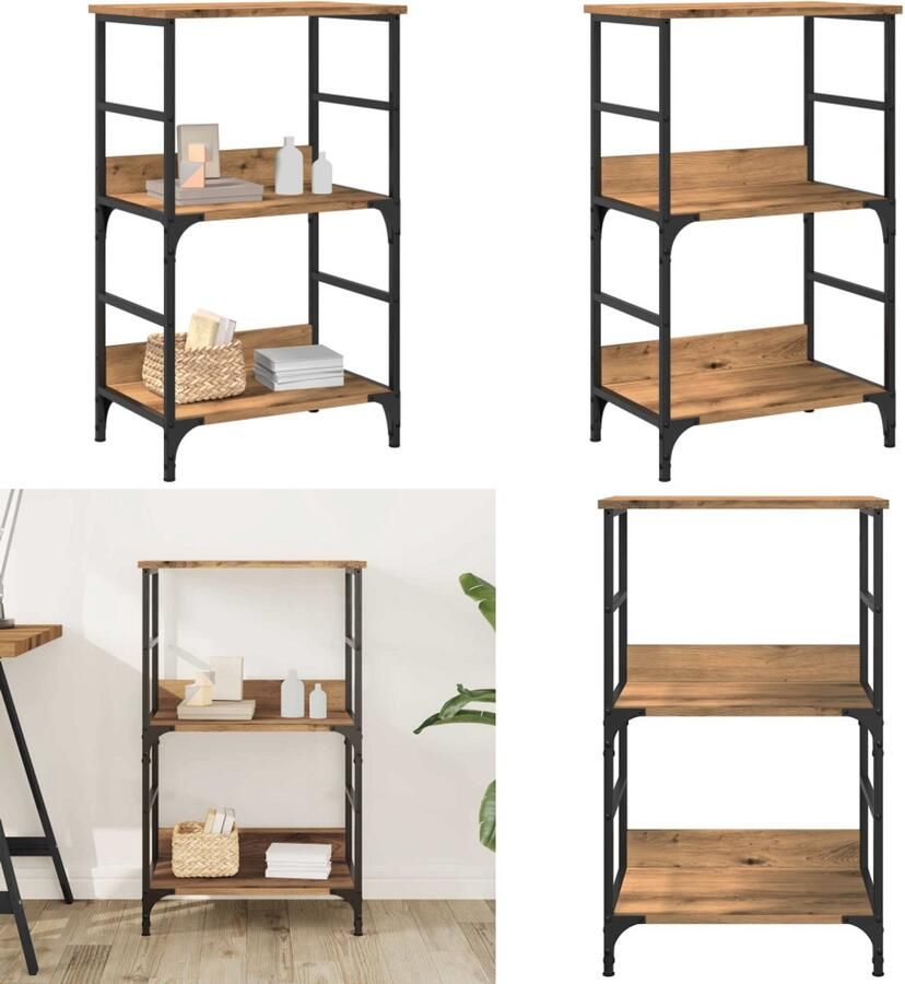 VidaXL Boekenkast 50x33x82 cm bewerkt hout artisanaal eikenkleurig Boekenkast Boekenkasten Boekenkast Boekenplank