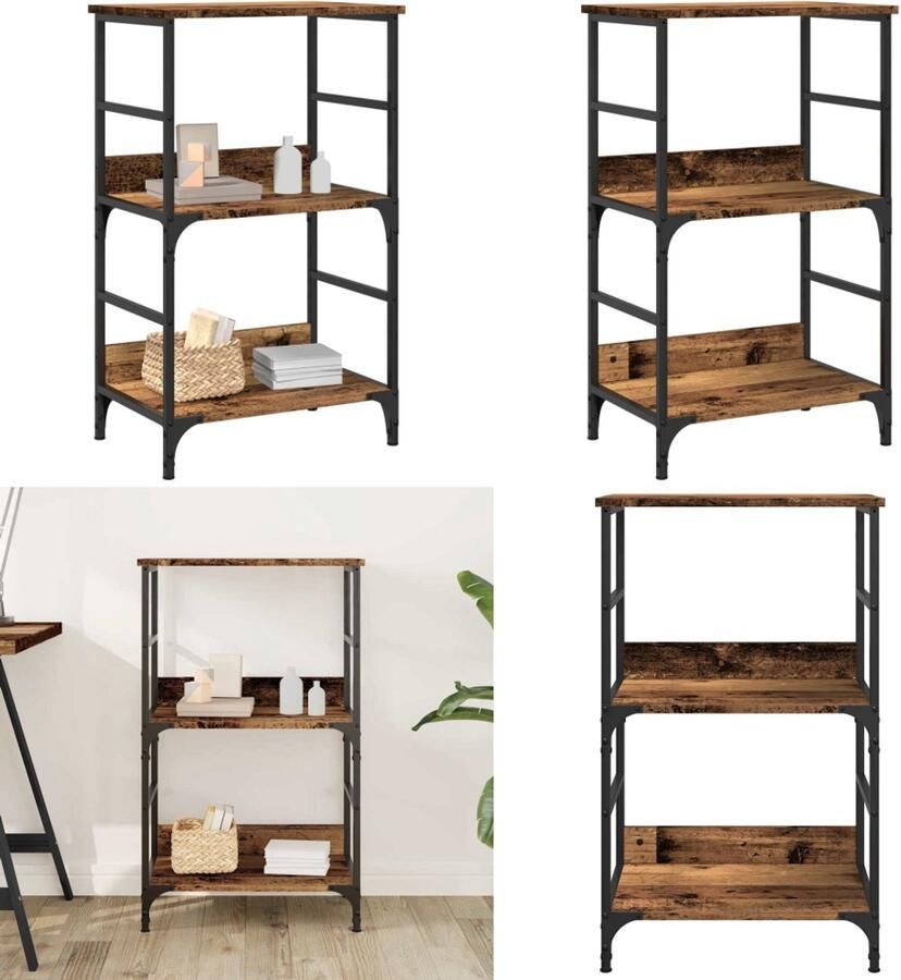 VidaXL Boekenkast 50x33x82 cm bewerkt hout oud houtkleurig Boekenkast Boekenkasten Boekenkast Boekenplank